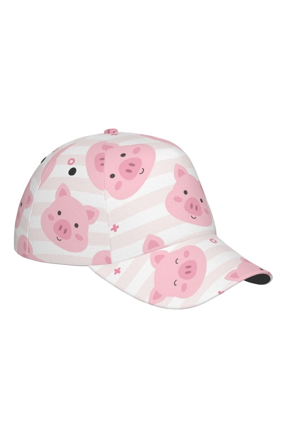 Unisex Cartoon Pig Pattern Baseball Cap Unisex Washed Classic Adjustable Hat