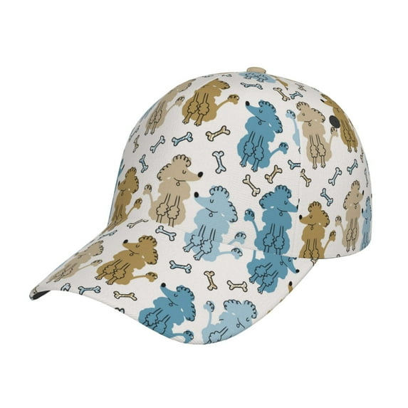 Kdxio Unisex Cartoon Poodle Dog Pattern Baseball Cap Unisex Washed Classic Adjustable Hat