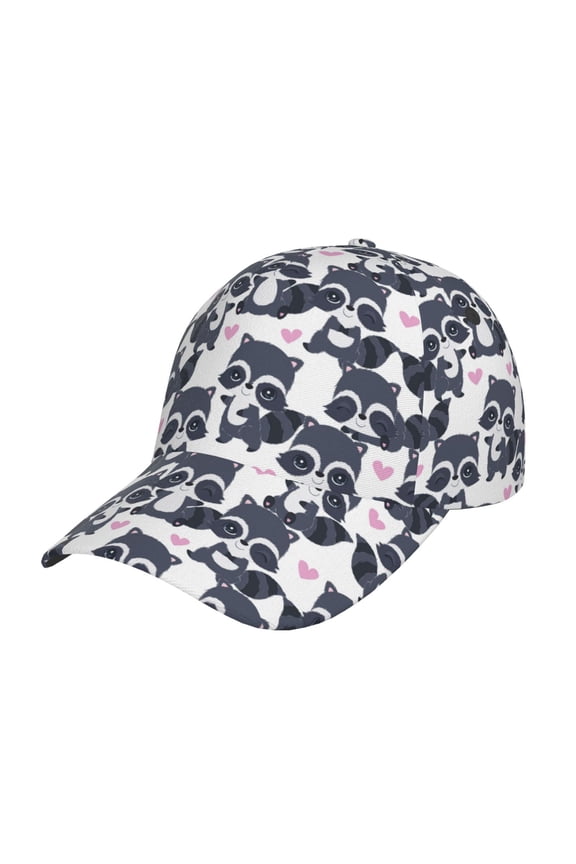 Unisex Cartoon Raccoon Pattern Baseball Cap Unisex Washed Classic Adjustable Hat
