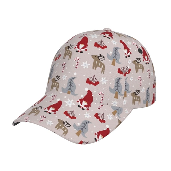 Kdxio Unisex Cartoon Santa and Reindeer Pattern Baseball Cap Unisex Washed Classic Adjustable Hat