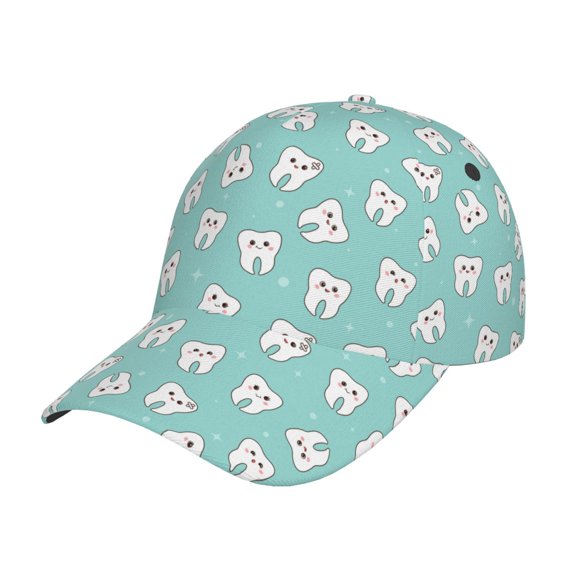 Kdxio Unisex Cartoon Teeth1 Pattern Baseball Cap Unisex Washed Classic Adjustable Hat