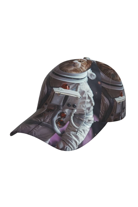 Unisex Cat Astronaut In Space Pattern Baseball Cap Unisex Washed Classic Adjustable Hat