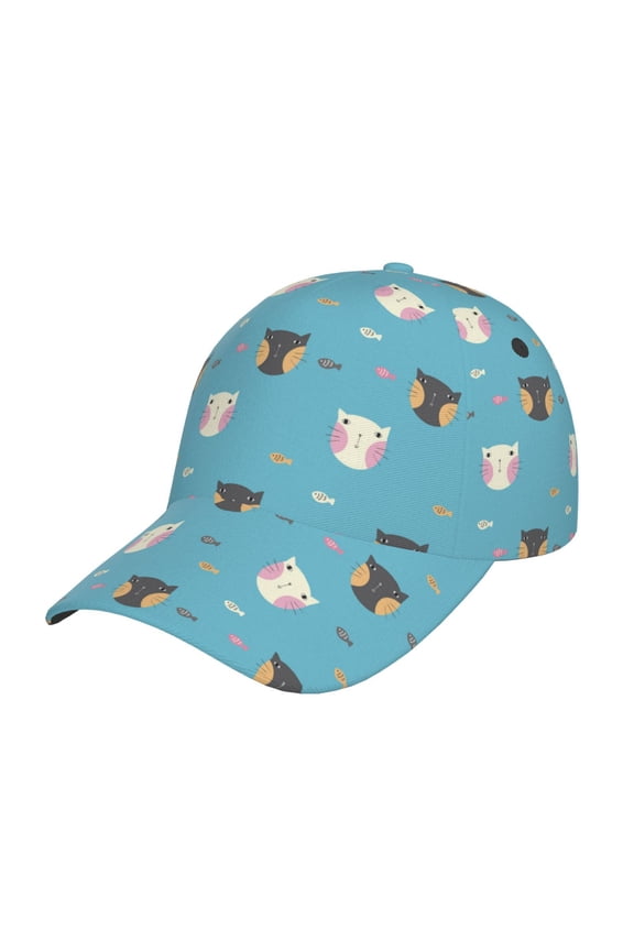 Unisex Cat Fish Pattern Baseball Cap Unisex Washed Classic Adjustable Hat
