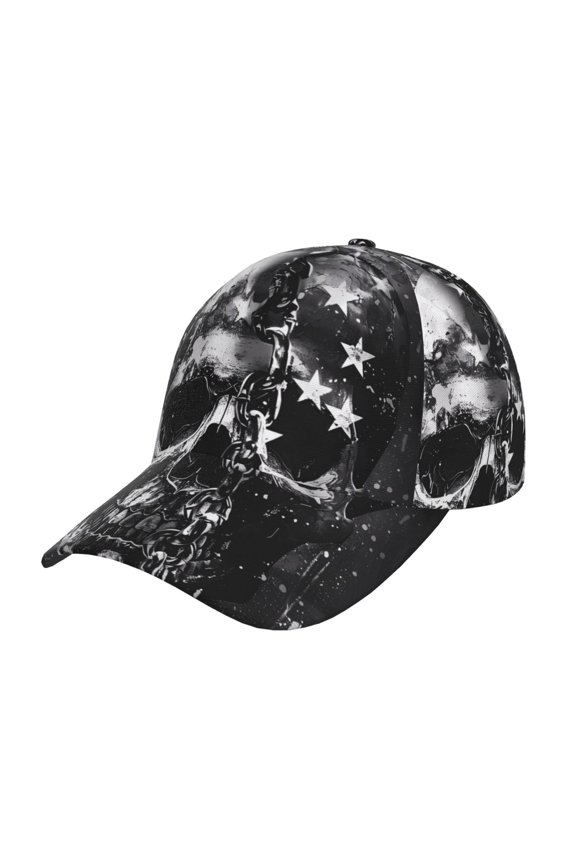 Unisex Chained Skull Artwork Pattern Baseball Cap Unisex Washed Classic Adjustable Hat