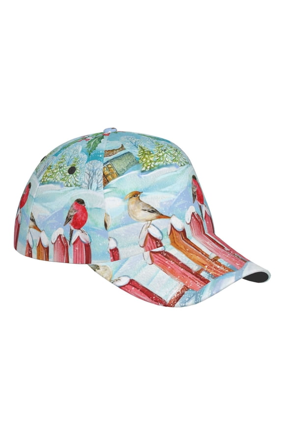 Unisex Christmas Birds Pattern Baseball Cap Unisex Washed Classic Adjustable Hat