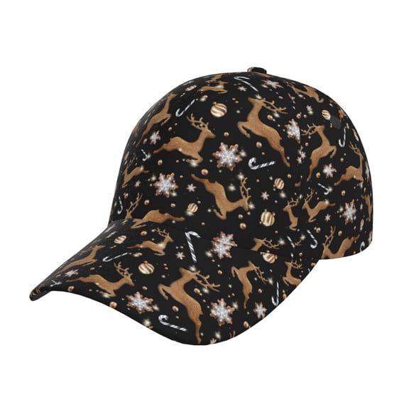 Kdxio Unisex Christmas Cookie Reindeer Pattern Baseball Cap Unisex Washed Classic Adjustable Hat