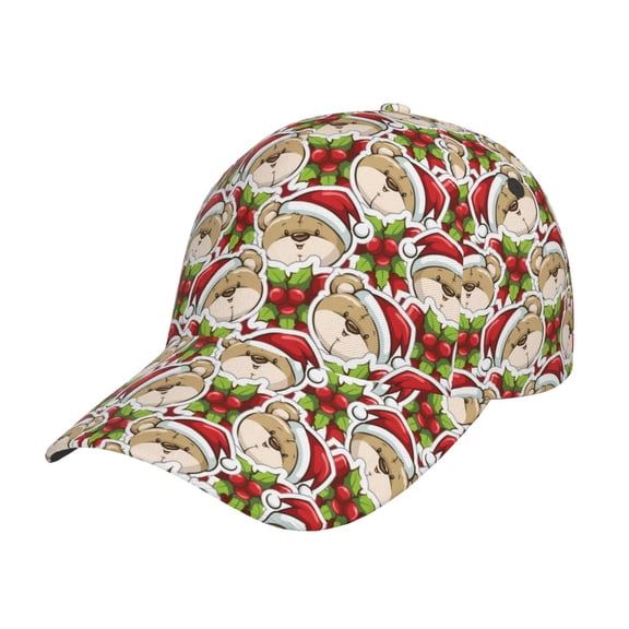 Kdxio Unisex Christmas Hat bear Pattern Baseball Cap Unisex Washed Classic Adjustable Hat