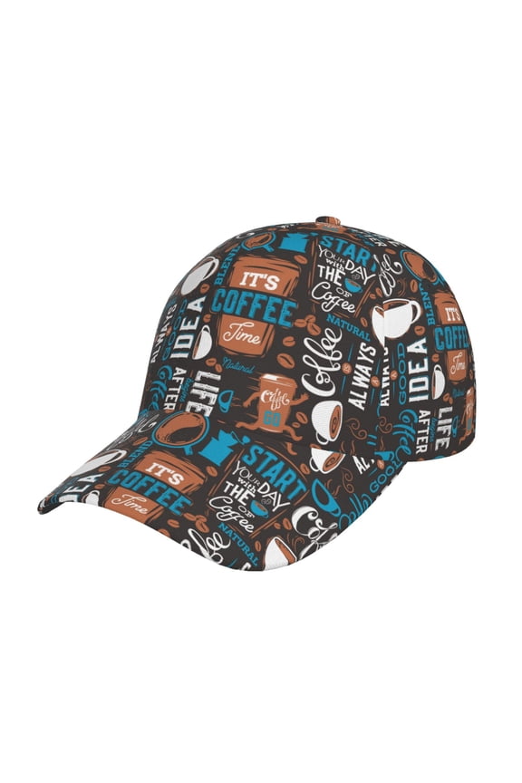 Unisex Coffee Lover Print Pattern Baseball Cap Unisex Washed Classic Adjustable Hat