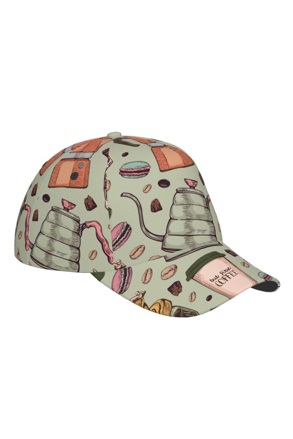 Unisex Coffee Pattern Baseball Cap Unisex Washed Classic Adjustable Hat