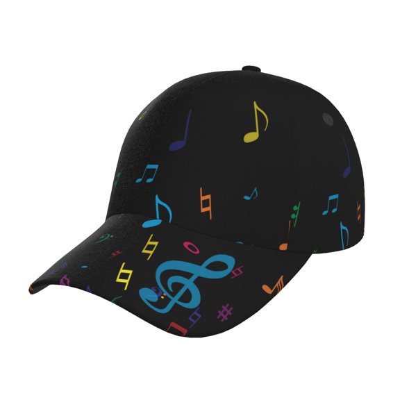 Kdxio Unisex Color Musical Notes Pattern Baseball Cap Unisex Washed Classic Adjustable Hat