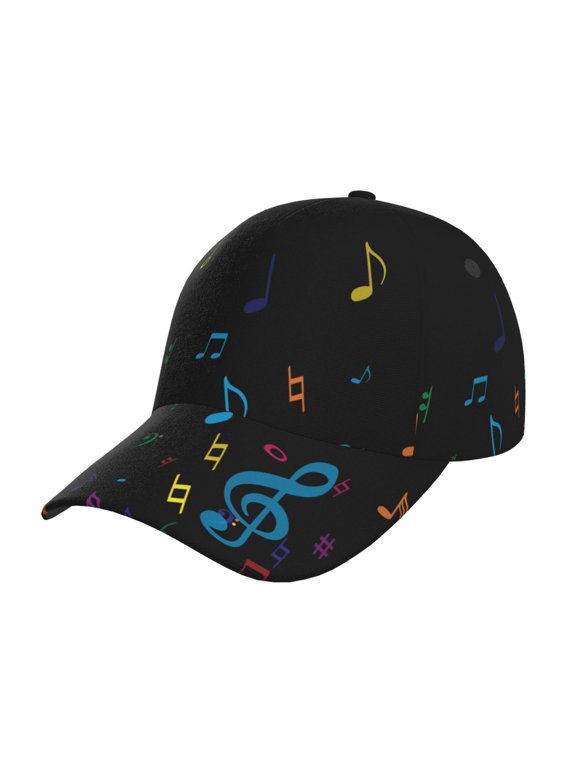 Unisex Color Musical Notes Pattern Baseball Cap Unisex Washed Classic Adjustable Hat