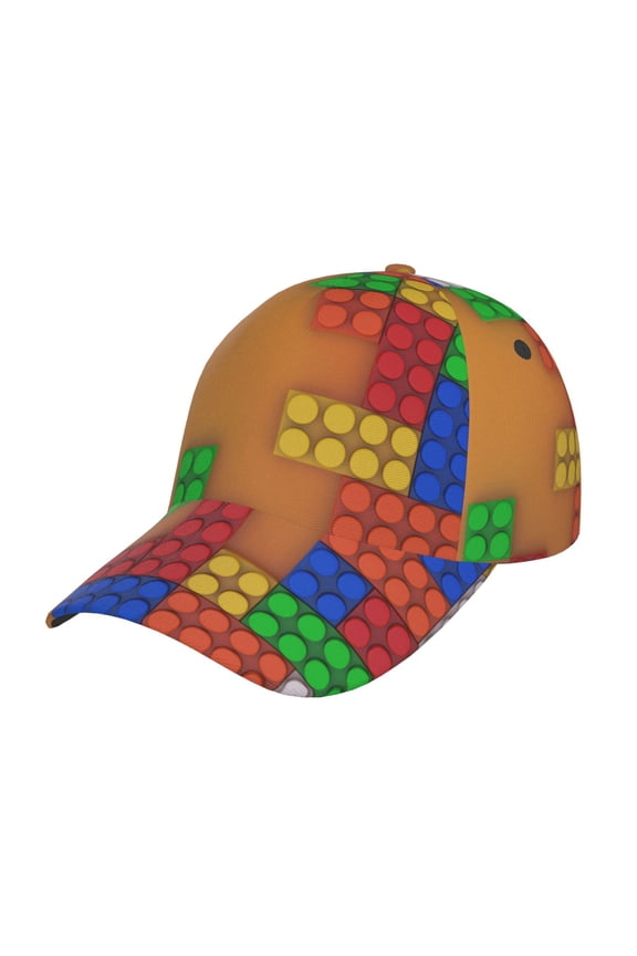 Unisex Colorful Building Blocks A Pattern Baseball Cap Unisex Washed Classic Adjustable Hat