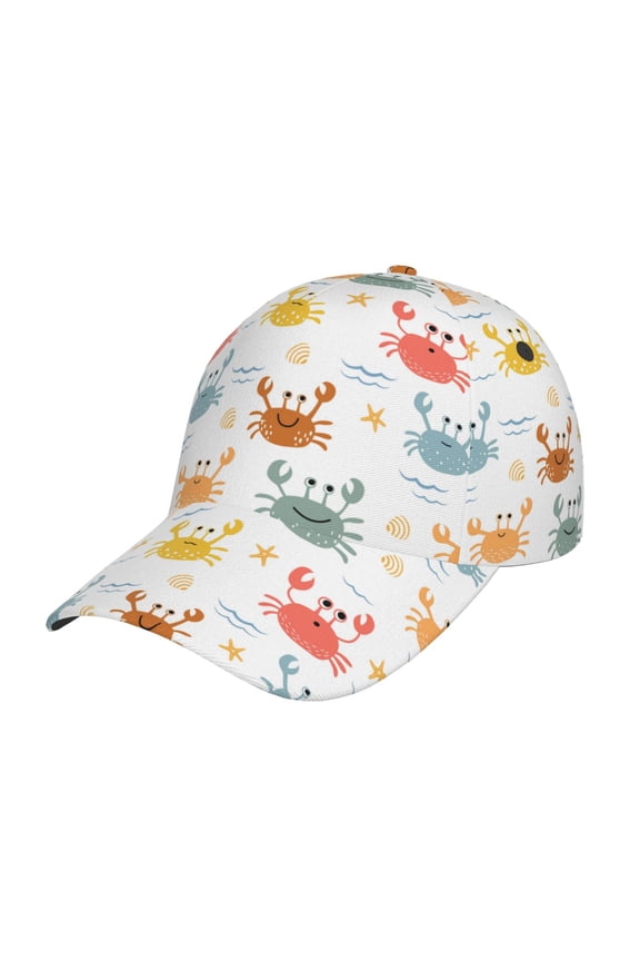 Unisex Colorful Crabs Pattern Baseball Cap Unisex Washed Classic Adjustable Hat