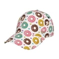 thumbnail image 1 of Kdxio Unisex Colorful Donuts Pattern Baseball Cap Unisex Washed Classic Adjustable Hat, 1 of 8