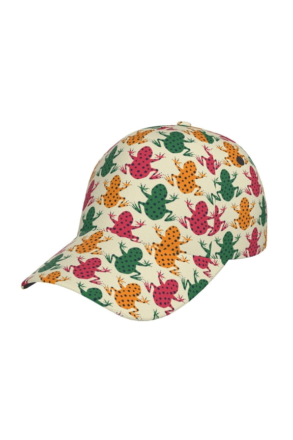 Unisex Colorful Frogs Pattern Baseball Cap Unisex Washed Classic Adjustable Hat