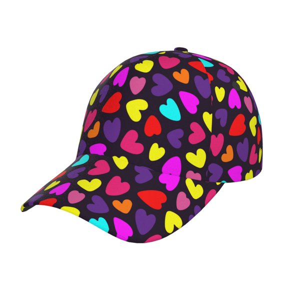 Kdxio Unisex Colorful Hearts Pattern Baseball Cap Unisex Washed Classic Adjustable Hat