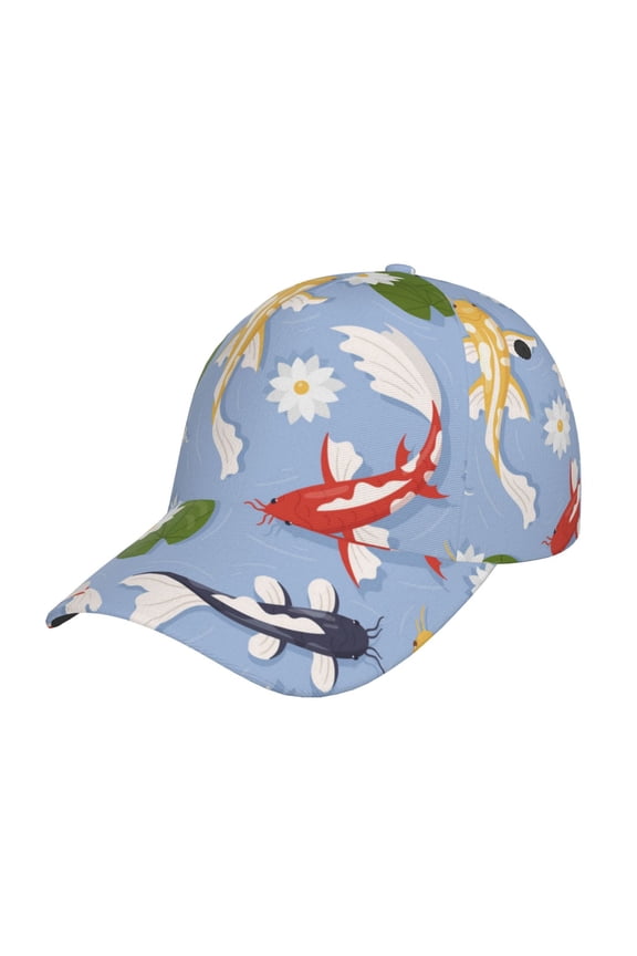 Unisex Colorful Koi Fish Pattern Baseball Cap Unisex Washed Classic Adjustable Hat
