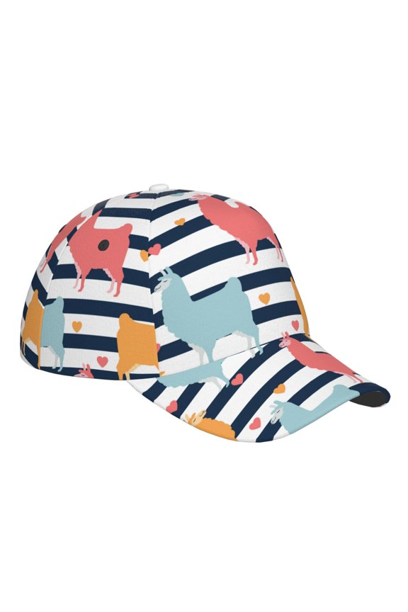 Unisex Colorful Llama Pattern Baseball Cap Unisex Washed Classic Adjustable Hat