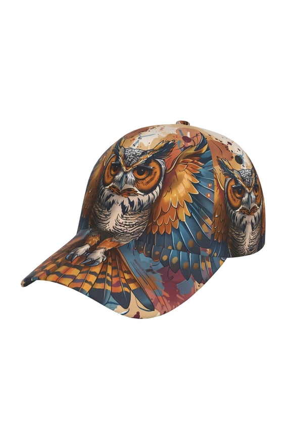 Unisex Colorful Owl Tattoo Art Pattern Baseball Cap Unisex Washed Classic Adjustable Hat