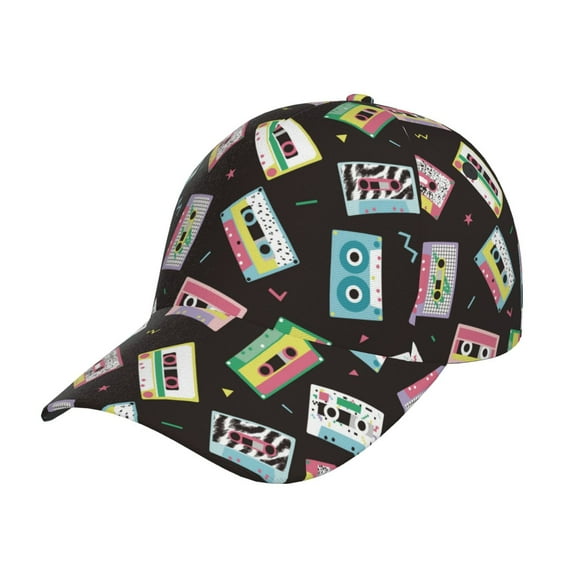 Kdxio Unisex Colorful Retro Tape Pattern Baseball Cap Unisex Washed Classic Adjustable Hat