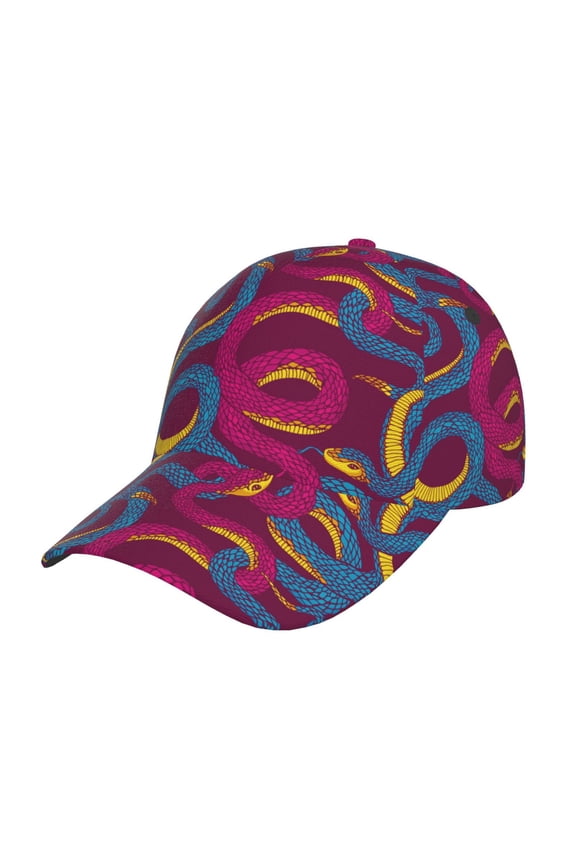 Unisex Colorful Snake Pattern Baseball Cap Unisex Washed Classic Adjustable Hat