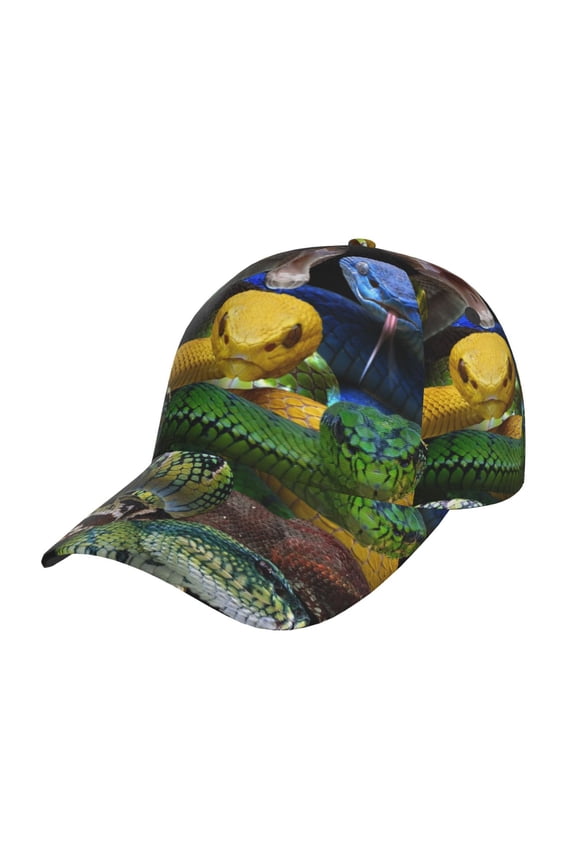 Unisex Colorful Viper Snake Pattern Baseball Cap Unisex Washed Classic Adjustable Hat