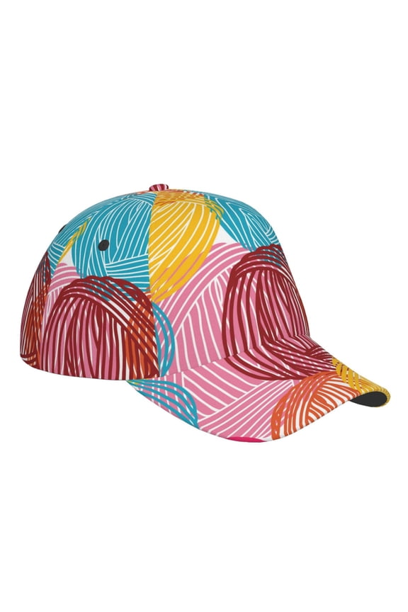 Unisex Colorful Wool Balls Pattern Baseball Cap Unisex Washed Classic Adjustable Hat