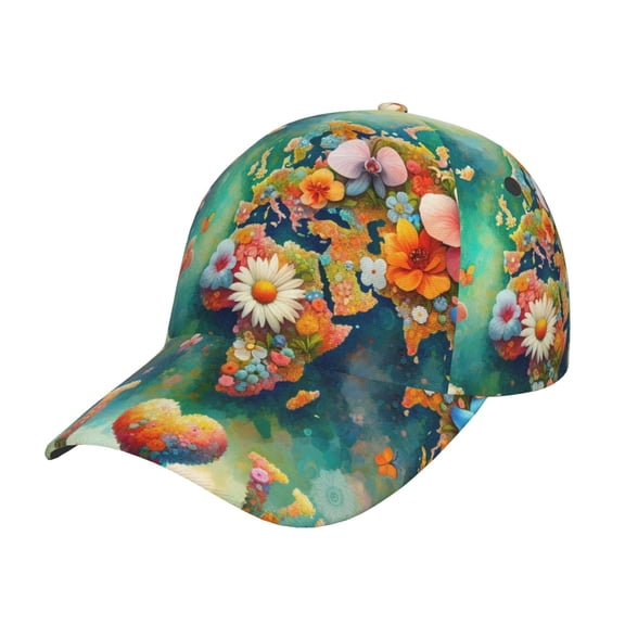 Kdxio Unisex Colorful World Map Pattern Baseball Cap Unisex Washed Classic Adjustable Hat