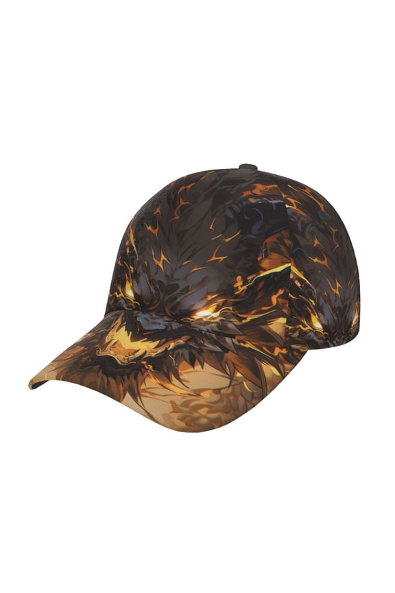 Unisex Cool Black Gold Dragon Pattern Baseball Cap Unisex Washed Classic Adjustable Hat