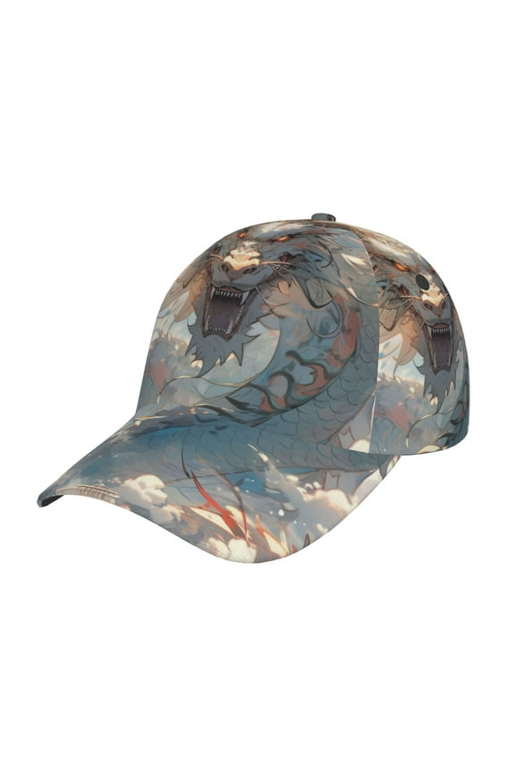 Unisex Cool Cloud White Dragon Pattern Baseball Cap Unisex Washed Classic Adjustable Hat