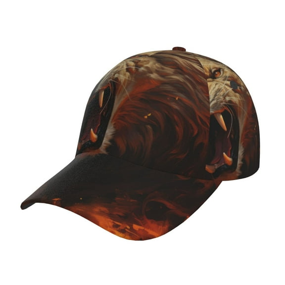 Kdxio Unisex Cool Flame Lion A Pattern Baseball Cap Unisex Washed Classic Adjustable Hat