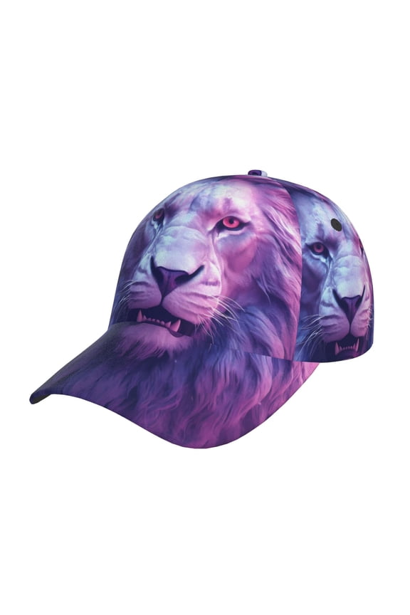 Unisex Cool Lion Head Pattern Baseball Cap Unisex Washed Classic Adjustable Hat