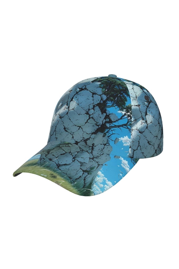Unisex Cracked Earth Head Tree Pattern Baseball Cap Unisex Washed Classic Adjustable Hat