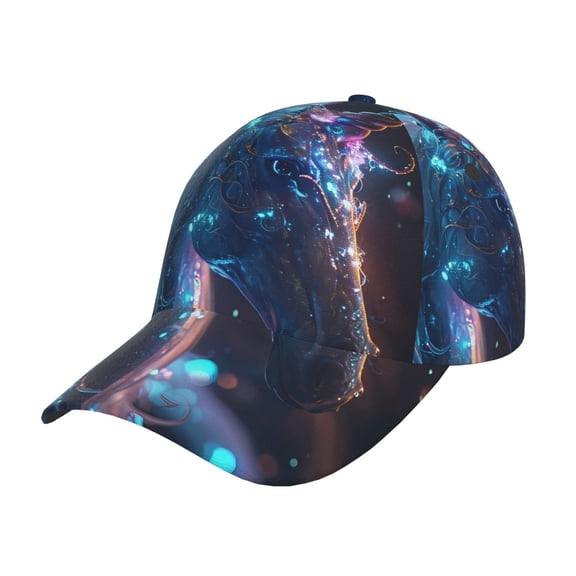 Kdxio Unisex Crystal Pattern White Horse Pattern Baseball Cap Unisex Washed Classic Adjustable Hat