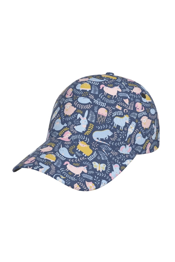 Unisex Cute Baby Animals Pattern Baseball Cap Unisex Washed Classic Adjustable Hat