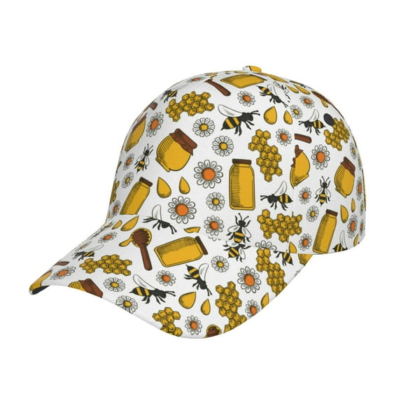 Kdxio Unisex Cute Bee Pattern Baseball Cap Unisex Washed Classic Adjustable Hat