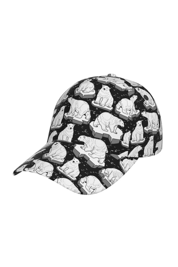 Unisex Cute Cartoon Polar Bear Pattern Baseball Cap Unisex Washed Classic Adjustable Hat