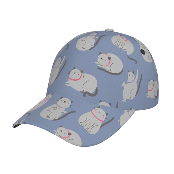 Kdxio Unisex Cute Fat Cat Pattern Baseball Cap Unisex Washed Classic Adjustable Hat