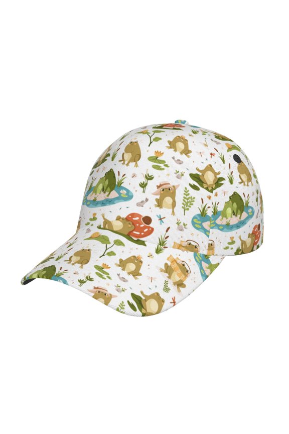Unisex Cute Frog Pattern Baseball Cap Unisex Washed Classic Adjustable Hat