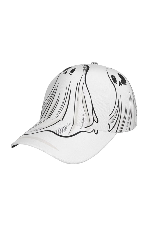 Unisex Cute Ghost Simple Drawing Pattern Baseball Cap Unisex Washed Classic Adjustable Hat
