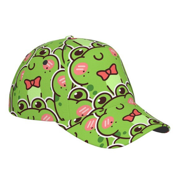 Kdxio Unisex Cute Green Frog Pattern Baseball Cap Unisex Washed Classic Adjustable Hat