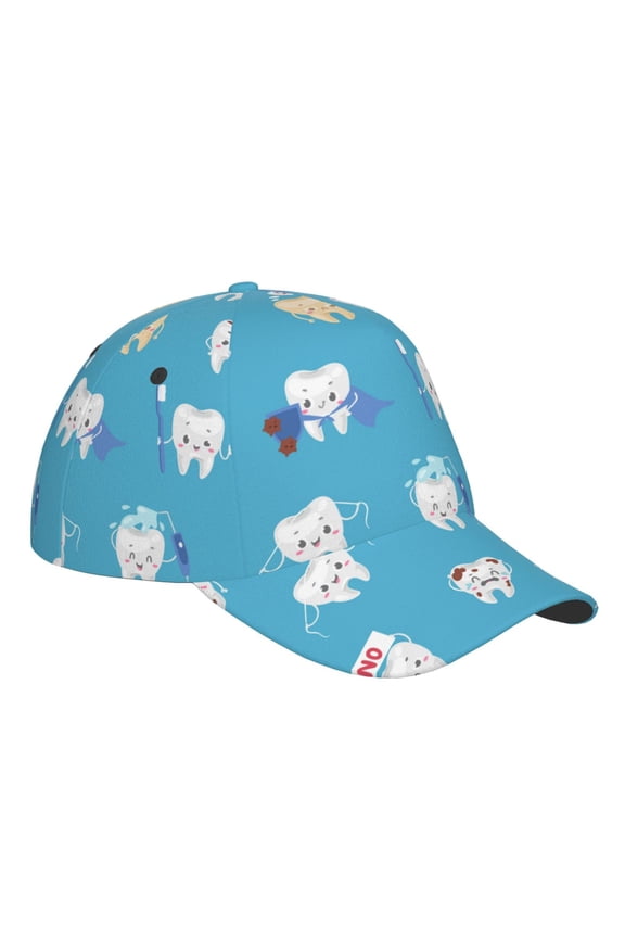 Unisex Cute Healthy Teeth Pattern Baseball Cap Unisex Washed Classic Adjustable Hat