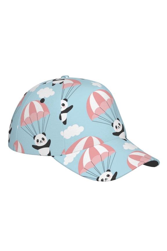 Unisex Cute Panda Flying in the Sky Pattern Baseball Cap Unisex Washed Classic Adjustable Hat