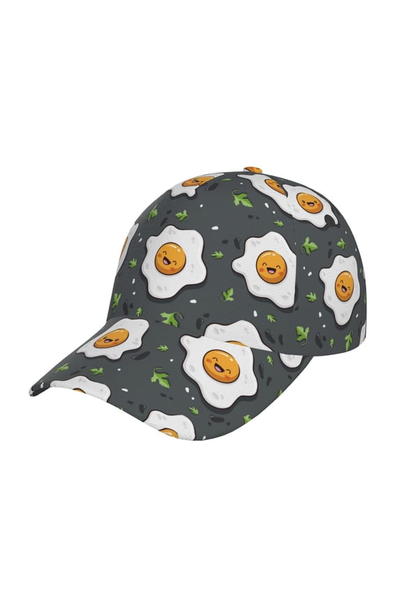 Unisex Cute Poached Eggs Pattern Baseball Cap Unisex Washed Classic Adjustable Hat