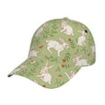thumbnail image 1 of Kdxio Unisex Cute Rabbit And Flower Pattern Baseball Cap Unisex Washed Classic Adjustable Hat, 1 of 8