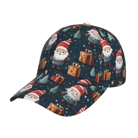 Kdxio Unisex Cute Santa Claus Gift Pattern Baseball Cap Unisex Washed Classic Adjustable Hat