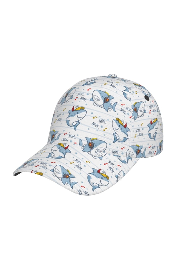 Unisex Cute Shark Pattern Baseball Cap Unisex Washed Classic Adjustable Hat