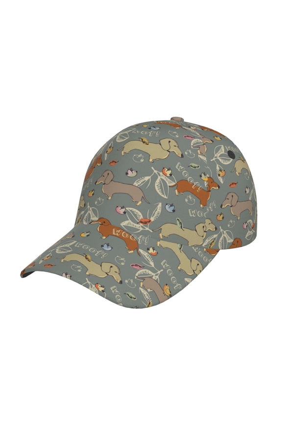 Unisex Dachshund Dog Bird Pattern Baseball Cap Unisex Washed Classic Adjustable Hat