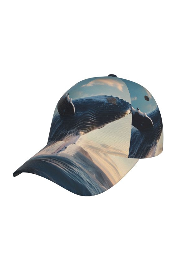 Unisex Dancing Whale Pattern Baseball Cap Unisex Washed Classic Adjustable Hat