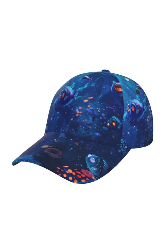 Unisex Deep Sea Glowing Fishes Pattern Baseball Cap Unisex Washed Classic Adjustable Hat